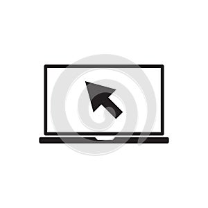 Laptop with pointer or cursor icon. Simple solid style for web template and app