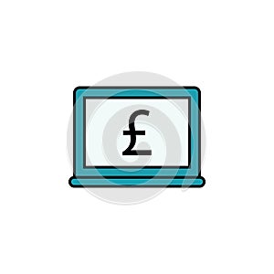 laptop, pound icon. Element of finance illustration. Signs and symbols icon can be used for web, logo, mobile app, UI, UX