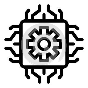 Laptop processor icon, outline style