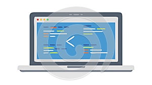 Laptop with Programming Coding Interface, vector design Generative AI