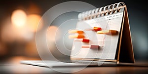 Laptop Projects Floating Timeline with Checkmarks in Visualization of Digital Task Management