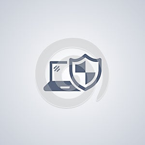 Laptop protection, laptop security, vector best flat icon