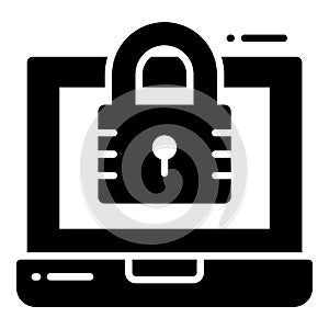 Laptop, Protection and security vector icons set cyber computer network business data technology