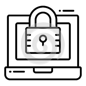 Laptop, Protection and security vector icons set cyber computer network business data technology