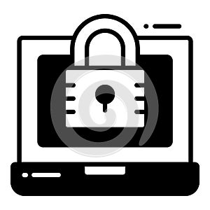 Laptop Protection and security vector icons set cyber computer network business data technology