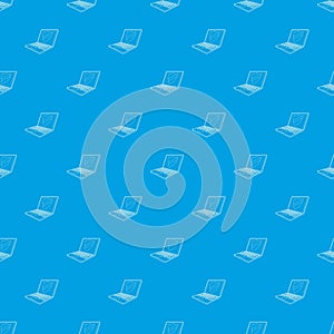 Laptop with protection shield pattern vector seamless blue