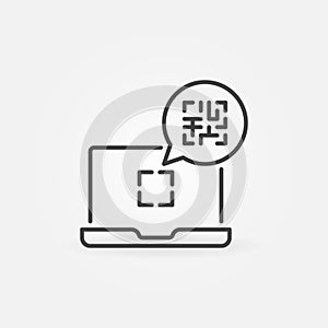 Laptop with QR Code vector concept line icon