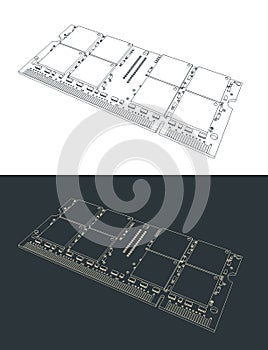 Laptop RAM module illustrations