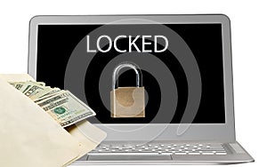 Laptop with ransomware and cash payment