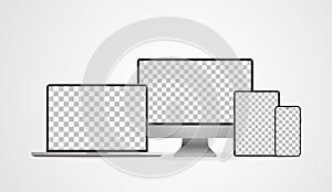 Laptop realistic. Device in mockup style. Set realistic vector devices on a white background. vector