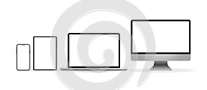 Laptop realistic. Device in mockup style. Set realistic vector devices on a white background. vector