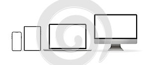 Laptop realistic. Device in mockup style. Set realistic vector devices on a white background. vector photo