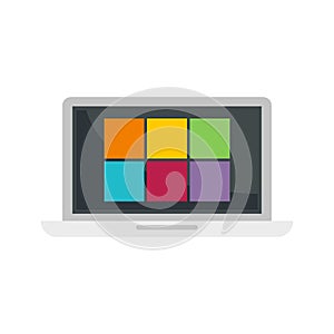 Laptop remote control icon flat isolated vector