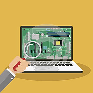 Laptop repair,Computer service, computer store flat illustration concept