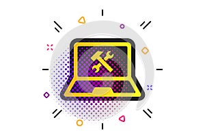 Laptop repair sign icon. Notebook service symbol. Vector