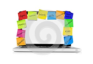 Laptop with resolution adhesive notes