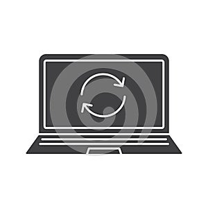 Laptop restart glyph icon