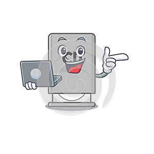 With laptop rom drive mascot isolated with cartoon