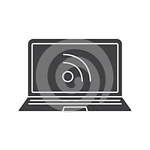 Laptop rss feed glyph icon