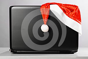 Laptop with santa hat