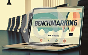 Laptop Screen with Benchmarking Concept. 3D. photo
