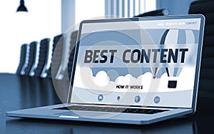 Laptop Screen with Best Content Concept. 3D Illustration.