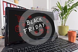 Black friday concept on a laptop