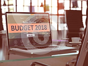 Laptop Screen with Budget 2018 Concept. 3d