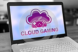 Cloud gaming concept on a laptop