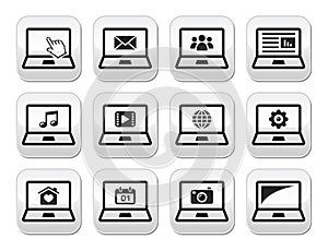 Laptop black buttons set