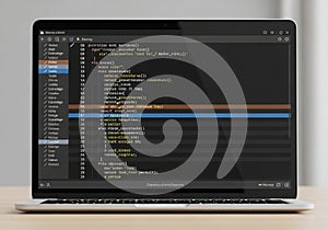 Laptop screen displaying code editor with