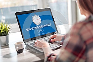 Express delivery concept on a laptop screen