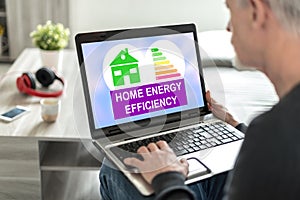 Home energy efficiency concept on a laptop screen