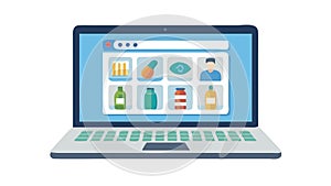 Laptop Screen Displaying Mobile App Icons and Interface, vector design Generative AI