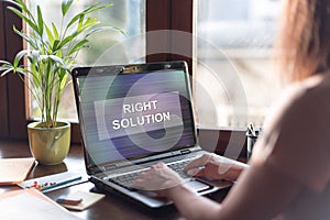 Right solution concept on a laptop screen