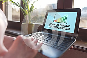 Search engine optimization concept on a laptop screen