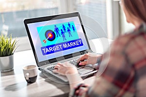 Target market concept on a laptop screen