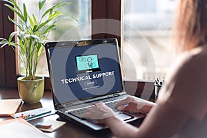 Technical support concept on a laptop screen