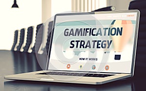 Laptop Screen with Gamification Strategy Concept. 3D.