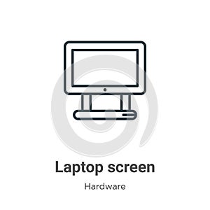 Laptop screen outline vector icon. Thin line black laptop screen icon, flat vector simple element illustration from editable