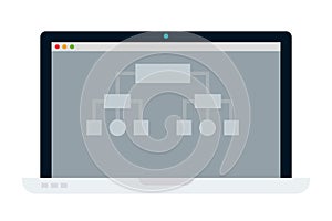 Laptop screen with program development elements flat icon vector isolated.