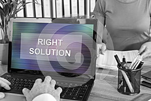 Right solution concept on a laptop
