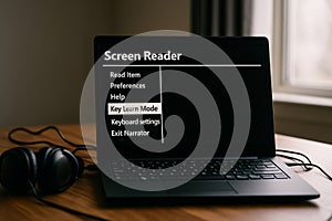 Laptop screen showing screen reader interface