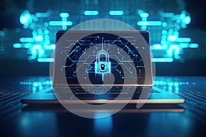 Laptop Security Concept, Generative AI