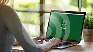 The laptop with security lock.AI generated image