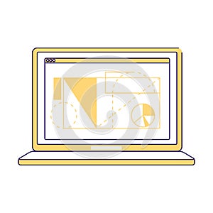 Laptop semi flat color vector element