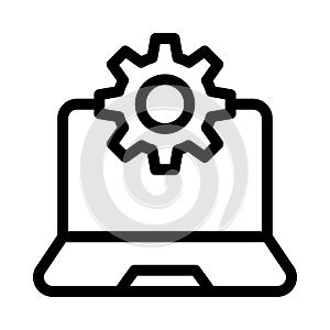 Laptop setting thin line vector icon