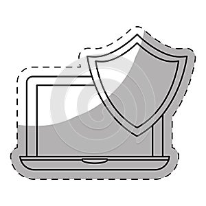 laptop shield server banner icon