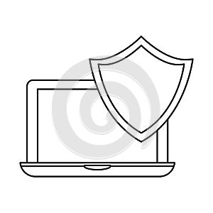 laptop shield server banner icon