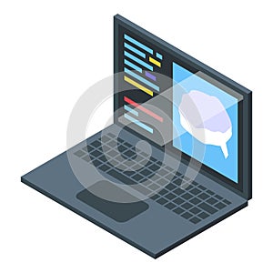 Laptop showing brain icon representing artificial intelligence programming